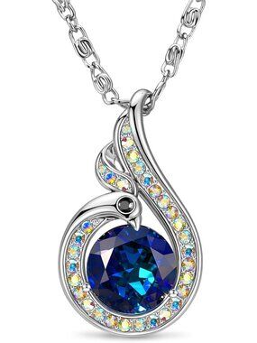 Sapphire Birthstone Phoenix Necklace for Women - Rise From the Ashes Design